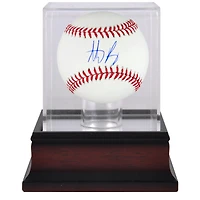 Anthony Rizzo New York Yankees Autographed Baseball and Mahogany Baseball Display Case