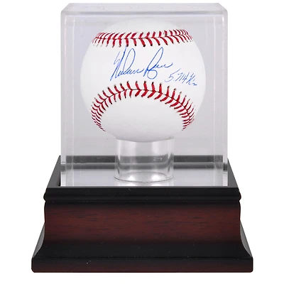 Nolan Ryan Texas Rangers Autographed Baseball with "5714 K's" Inscription and Mahogany Baseball Display Case