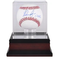 Nolan Ryan Texas Rangers Autographed Baseball with "5714 K's" Inscription and Mahogany Baseball Display Case