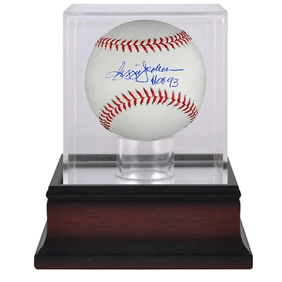 Reggie Jackson New York Yankees Autographed Baseball with "HOF 93" Inscription and Mahogany Baseball Display Case