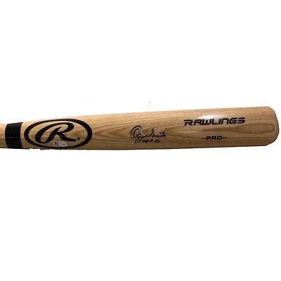 Ozzie Smith Autographed Rawlings pro Bat with HOF 02 Inscription