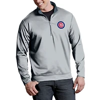 Men's Antigua Silver Chicago Cubs Leader Quarter-Zip Pullover Jacket