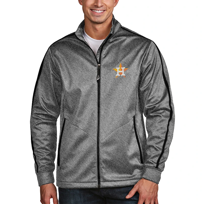 Men's Antigua Heather Black Houston Astros Golf Full-Zip Jacket