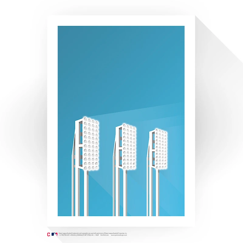 Cleveland Indians 17" x 26" Progressive Field Toothbrush Lights Minimalist Art Giclee Print
