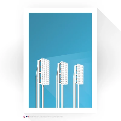 Cleveland Indians 17" x 26" Progressive Field Toothbrush Lights Minimalist Art Giclee Print