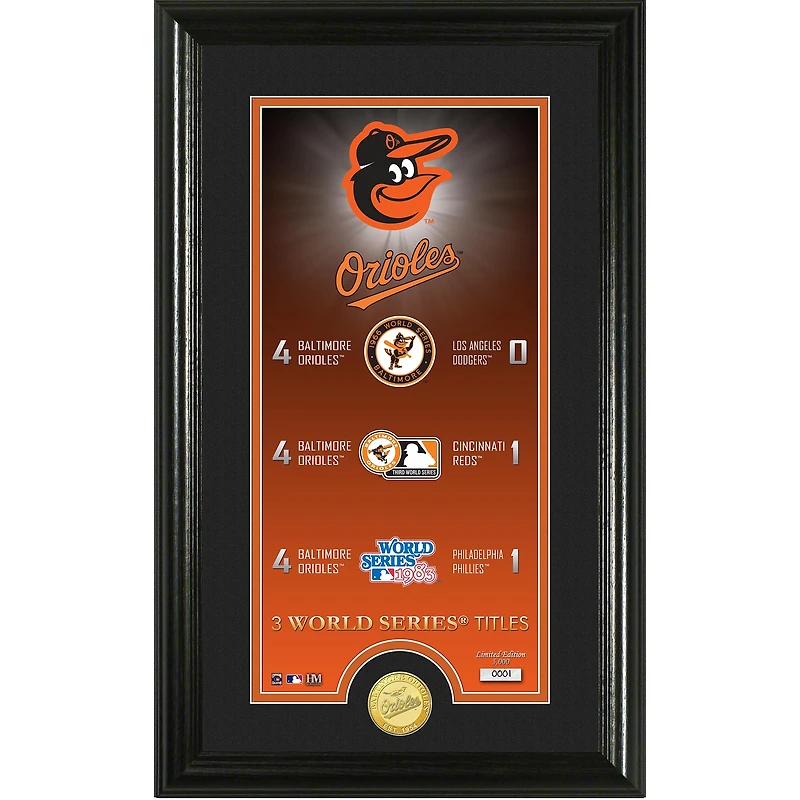 Highland Mint Baltimore Orioles 12" x 20" World Series Championships Legacy Supreme Photomint