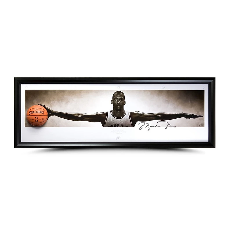 Michael Jordan Chicago Bulls Framed Autographed 90" x 31" Wings Breakthrough Photo - Upper Deck