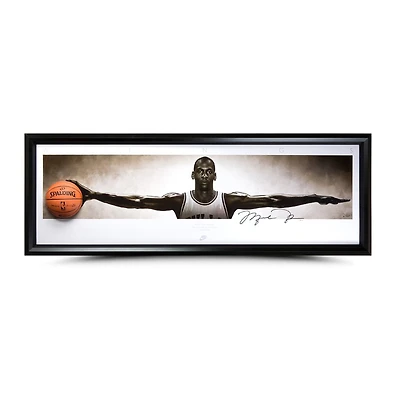 Michael Jordan Chicago Bulls Framed Autographed 90" x 31" Wings Breakthrough Photo - Upper Deck