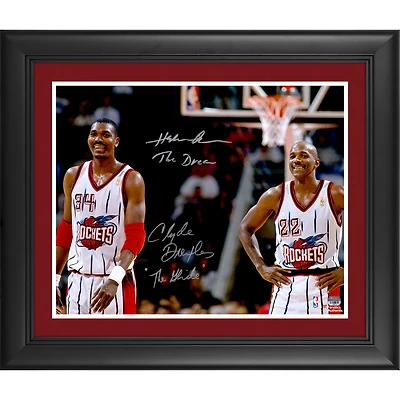 Hakeem Olajuwon Clyde Drexler Houston Rockets Framed Autographed 16" x 20" Photograph with The Dream and The Glide Inscriptions
