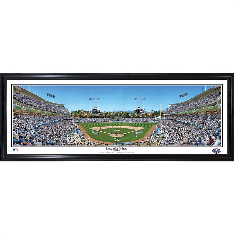 Los Angeles Dodgers 39" x 13.5" Opening Day Standard Black Framed Panorama