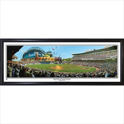 Milwaukee Brewers 39" x 13.5" Last Pitch at County Stadium Standard Black Framed Panorama