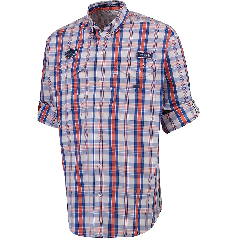 Men's Columbia Royal Florida Gators Super Bonehead Long Sleeve Button-Down Performance Shirt