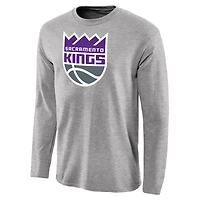 Men's Heather Gray Sacramento Kings Primary Logo Long Sleeve T-Shirt