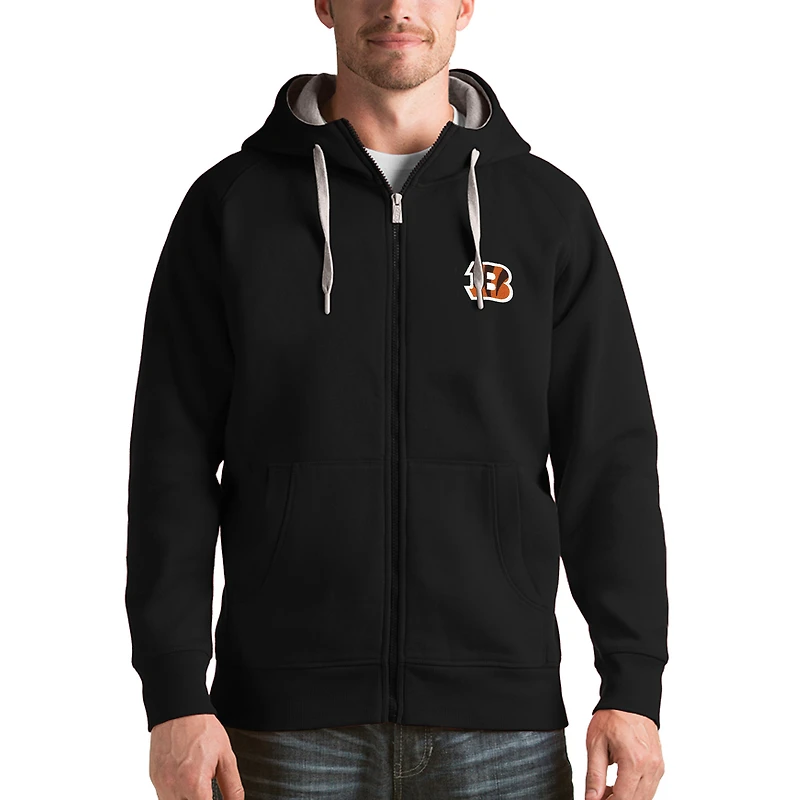 Men's Antigua Black Cincinnati Bengals Victory Full-Zip Hoodie