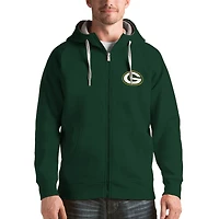 Men's Antigua Green Green Bay Packers Victory Full-Zip Hoodie