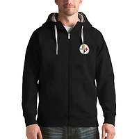 Men's Antigua Black Pittsburgh Steelers Victory Full-Zip Hoodie