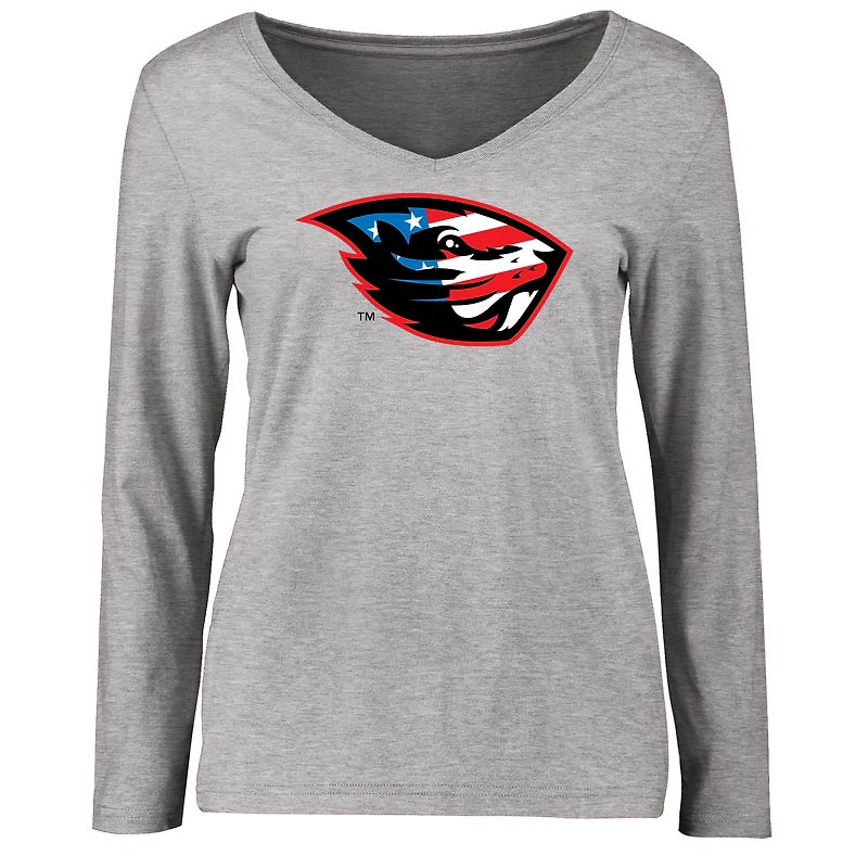 Women's Ash Oregon State Beavers Beaver Salute Long Sleeve T-Shirt