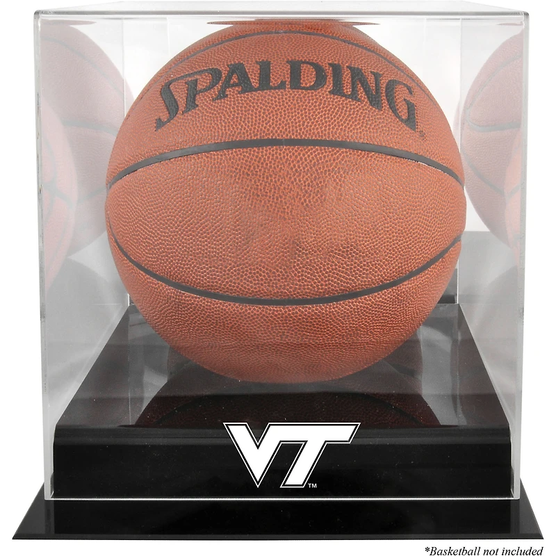 Virginia Tech Hokies Black Base Team Logo Basketball Display Case with Mirrored Back