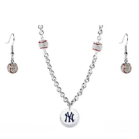 New York Yankees Crystals from Swarovski Baseball Necklace & Earrings