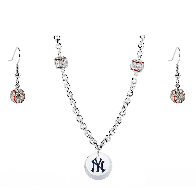 New York Yankees Crystals from Swarovski Baseball Necklace & Earrings