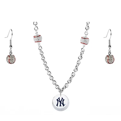 New York Yankees Crystals from Swarovski Baseball Necklace & Earrings