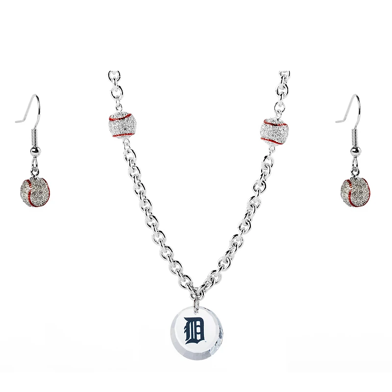 Detroit Tigers Crystals from Swarovski Baseball Necklace & Earrings