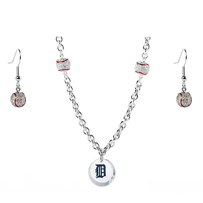 Detroit Tigers Crystals from Swarovski Baseball Necklace & Earrings