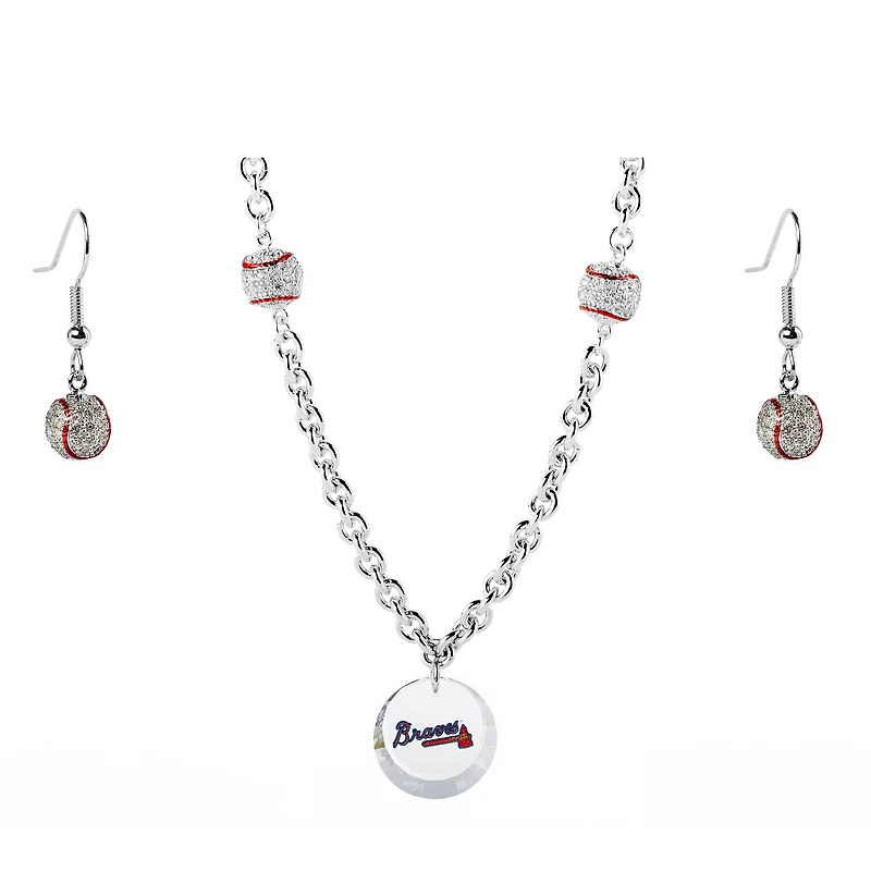 Atlanta Braves Crystals from Swarovski Baseball Necklace & Earrings