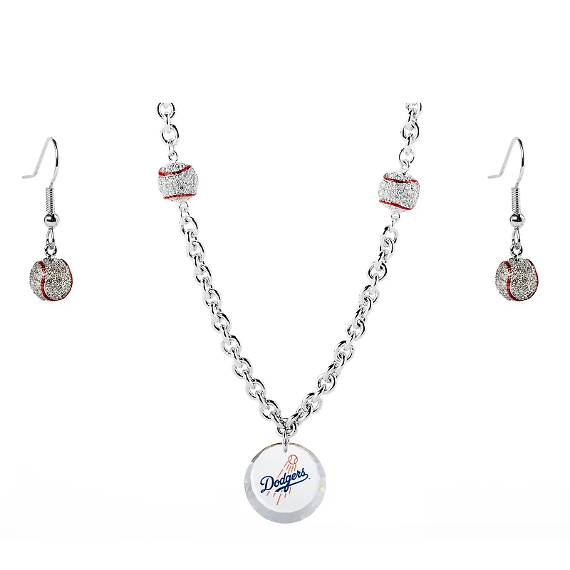 Los Angeles Dodgers Crystals from Swarovski Baseball Necklace & Earrings