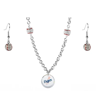 Los Angeles Dodgers Crystals from Swarovski Baseball Necklace & Earrings