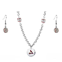 St. Louis Cardinals Crystals from Swarovski Baseball Necklace & Earrings