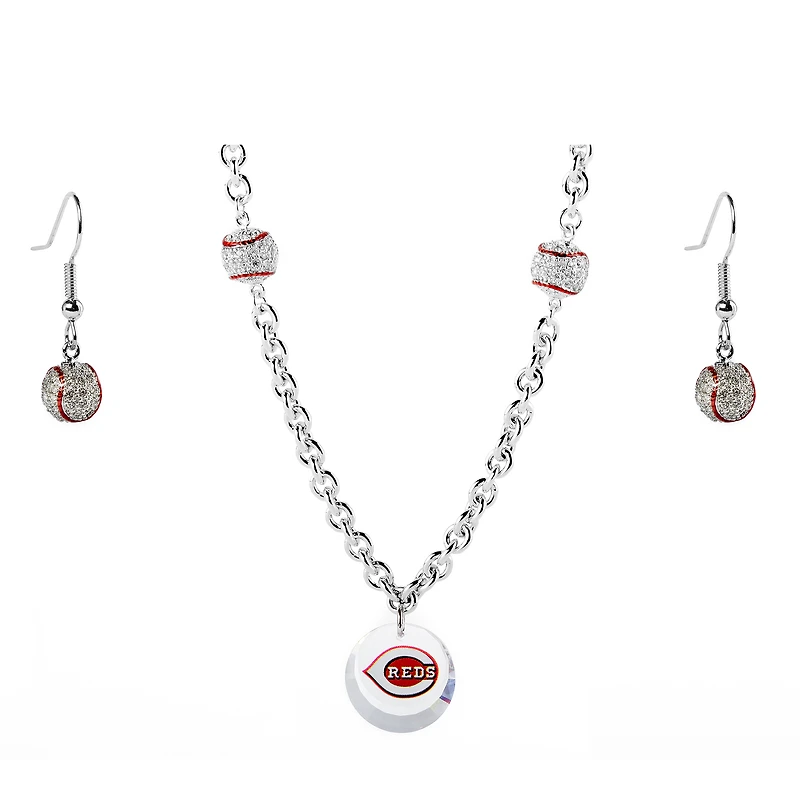 Cincinnati Reds Crystals from Swarovski Baseball Necklace & Earrings