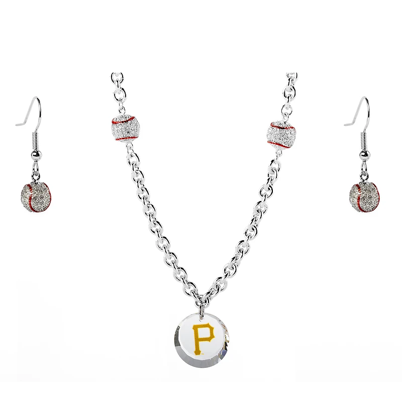 Pittsburgh Pirates Crystals from Swarovski Baseball Necklace & Earrings