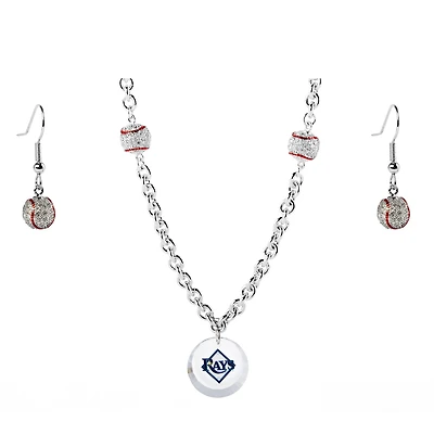 Tampa Bay Rays Crystals from Swarovski Baseball Necklace & Earrings