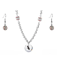 Chicago White Sox Crystals from Swarovski Baseball Necklace & Earrings