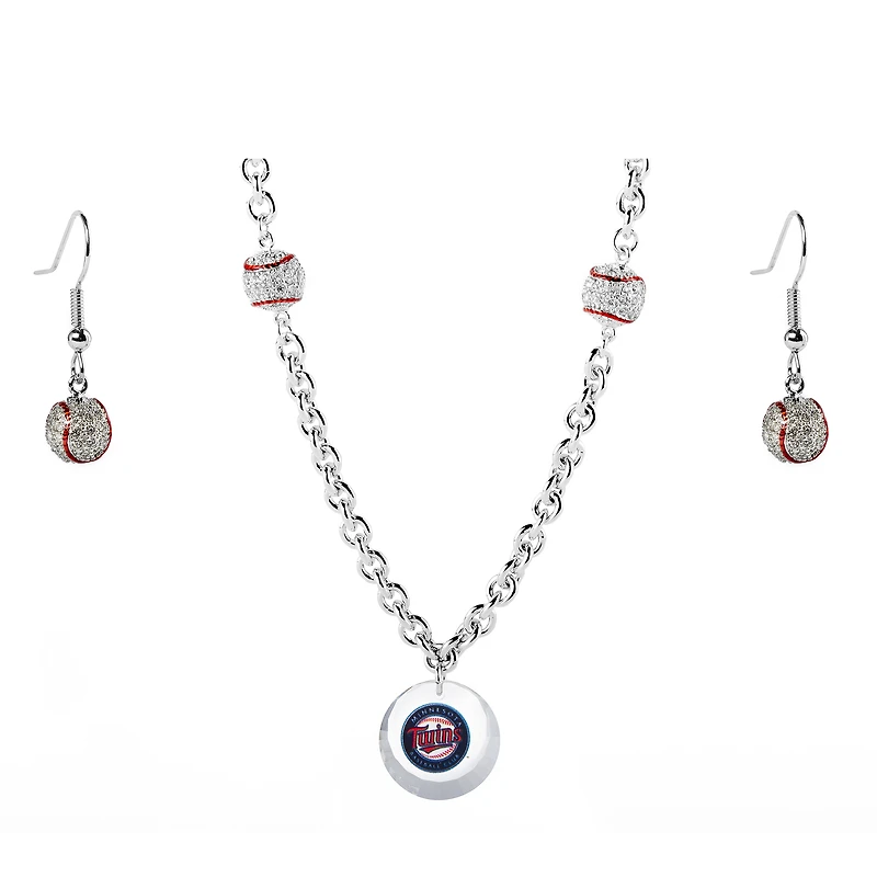 Minnesota Twins Crystals from Swarovski Baseball Necklace & Earrings