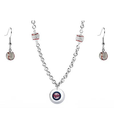 Minnesota Twins Crystals from Swarovski Baseball Necklace & Earrings