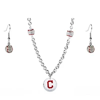 Cleveland Indians Crystals from Swarovski Baseball Necklace & Earrings