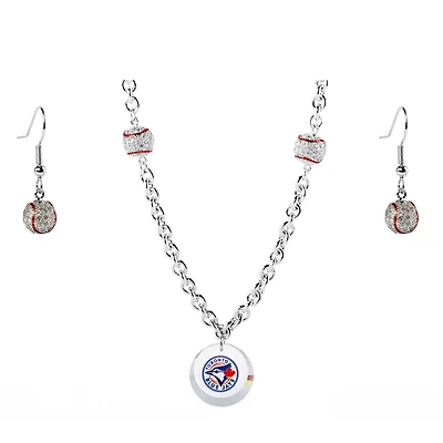 Toronto Blue Jays Crystals from Swarovski Baseball Necklace & Earrings