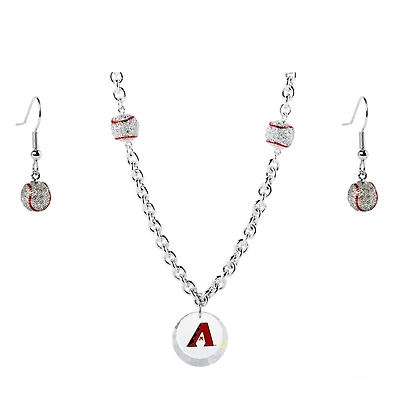 Arizona Diamondbacks Crystals from Swarovski Baseball Necklace & Earrings