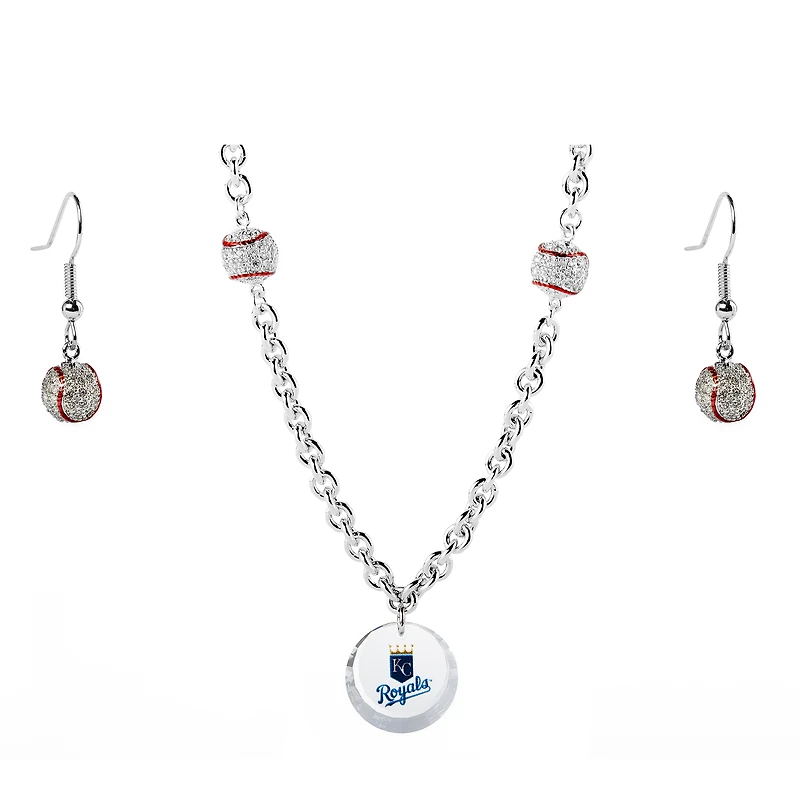 Kansas City Royals Crystals from Swarovski Baseball Necklace & Earrings