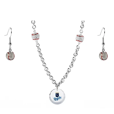 Kansas City Royals Crystals from Swarovski Baseball Necklace & Earrings