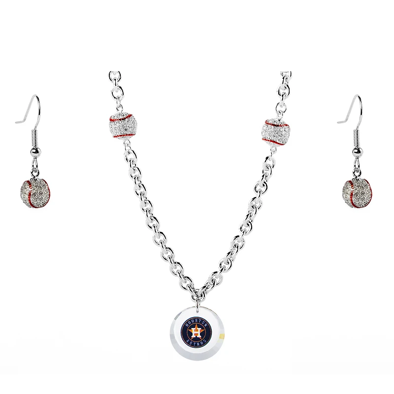 Houston Astros Crystals from Swarovski Baseball Necklace & Earrings