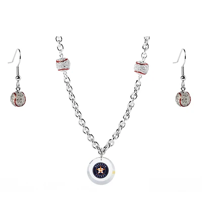 Houston Astros Crystals from Swarovski Baseball Necklace & Earrings