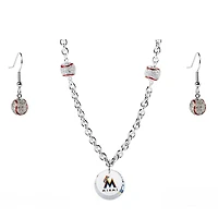 Miami Marlins Crystals from Swarovski Baseball Necklace & Earrings
