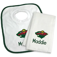 Newborn & Infant White Minnesota Wild Personalized Bib & Burp Cloth Set