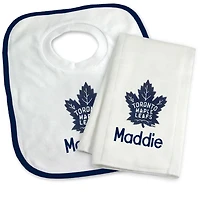 Newborn & Infant White Toronto Maple Leafs Personalized Bib & Burp Cloth Set