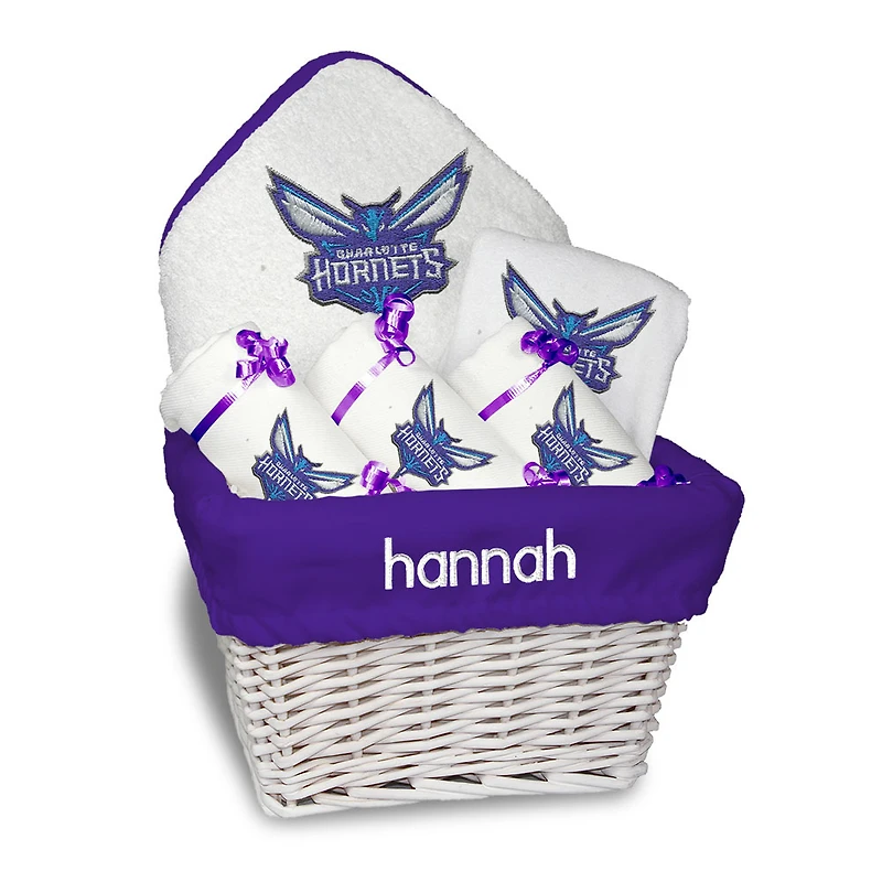 Newborn & Infant White Charlotte Hornets Personalized Medium Gift Basket