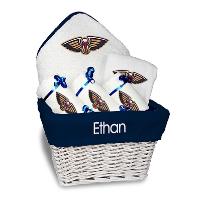 Newborn & Infant White New Orleans Pelicans Personalized Medium Gift Basket