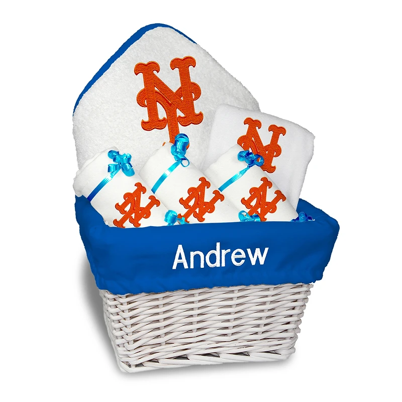 Newborn & Infant White New York Mets Personalized Medium Gift Basket